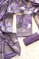 Lavender Banarasi Chiniya Silk with Zari Work Unstitched Salwar Suit